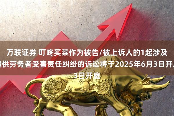 万联证券 叮咚买菜作为被告/被上诉人的1起涉及提供劳务者受害责任纠纷的诉讼将于2025年6月3日开庭
