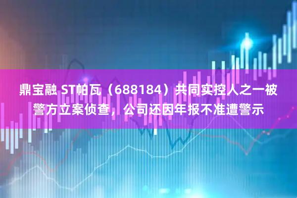 鼎宝融 ST帕瓦（688184）共同实控人之一被警方立案侦查，公司还因年报不准遭警示