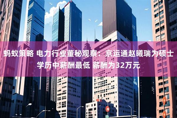 蚂蚁策略 电力行业董秘观察：京运通赵曦瑞为硕士学历中薪酬最低 薪酬为32万元